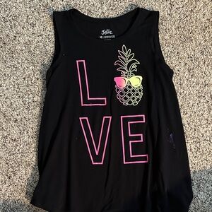 Justice Black Tank Top with Pink and Yellow Accents